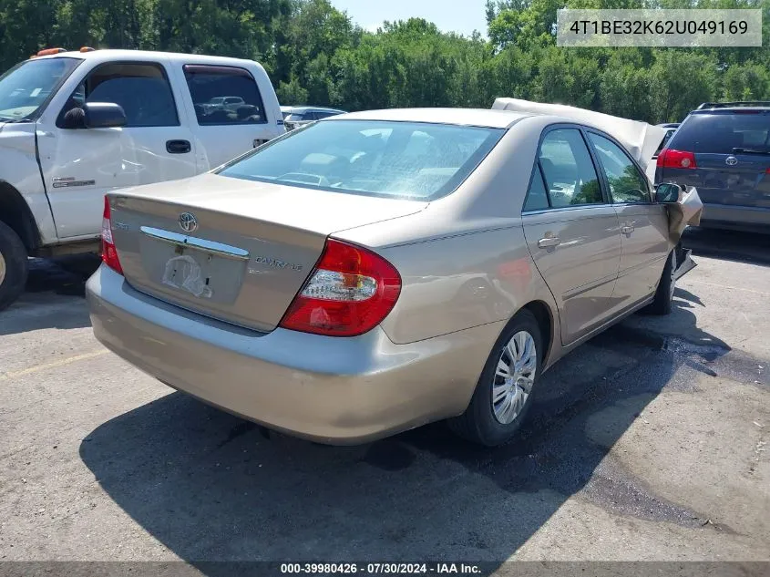 2002 Toyota Camry Le VIN: 4T1BE32K62U049169 Lot: 39980426