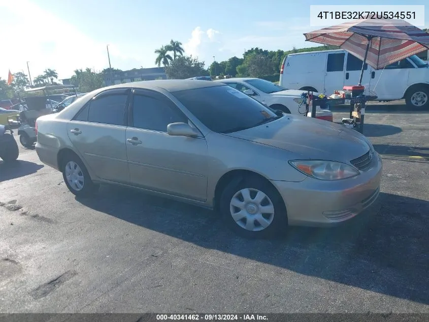 2002 Toyota Camry Le VIN: 4T1BE32K72U534551 Lot: 40341462