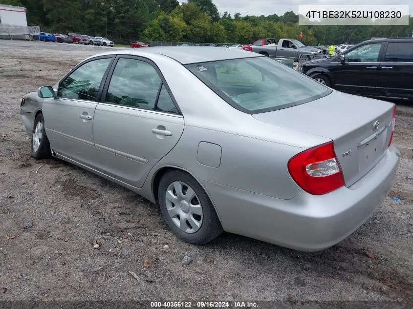 2002 Toyota Camry Le VIN: 4T1BE32K52U108230 Lot: 40356122