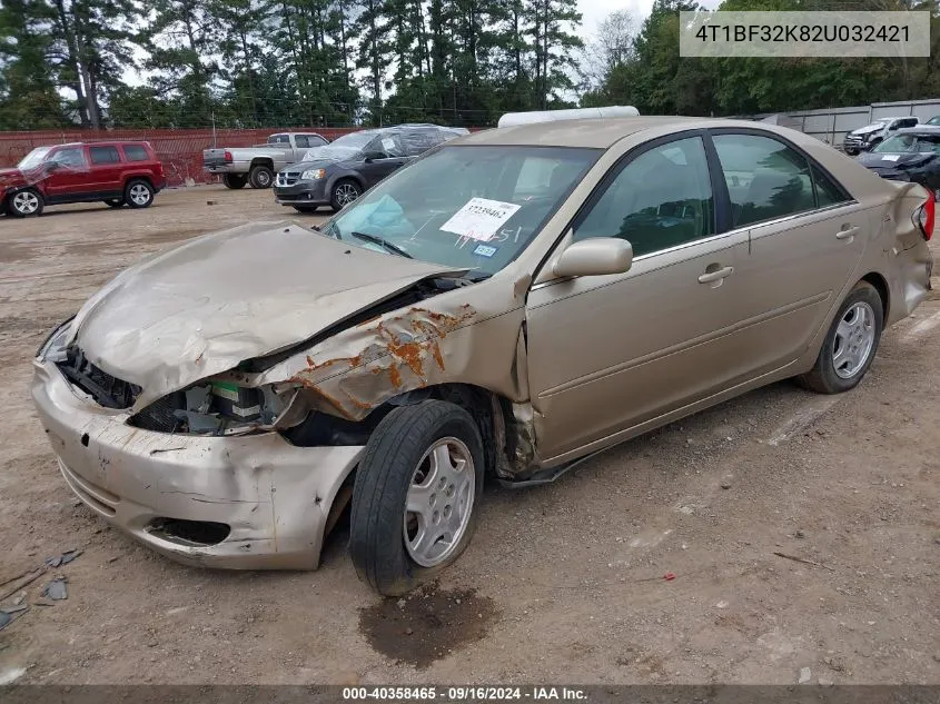 2002 Toyota Camry Le VIN: 4T1BF32K82U032421 Lot: 40358465