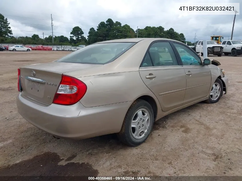 2002 Toyota Camry Le VIN: 4T1BF32K82U032421 Lot: 40358465