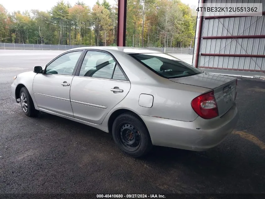 4T1BE32K12U551362 2002 Toyota Camry Le