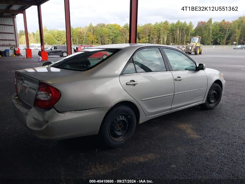 4T1BE32K12U551362 2002 Toyota Camry Le