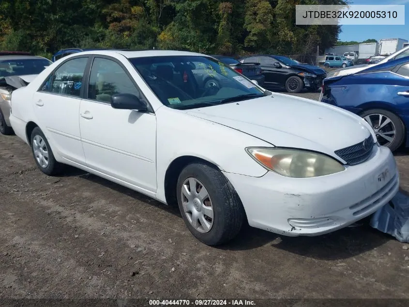 2002 Toyota Camry Le VIN: JTDBE32K920005310 Lot: 40444770