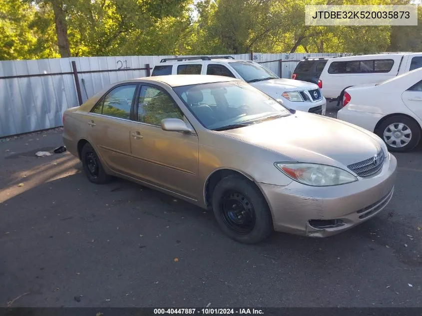 2002 Toyota Camry Le VIN: JTDBE32K520035873 Lot: 40447887