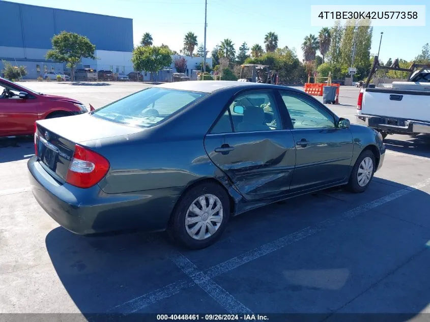 2002 Toyota Camry Le VIN: 4T1BE30K42U577358 Lot: 40448461