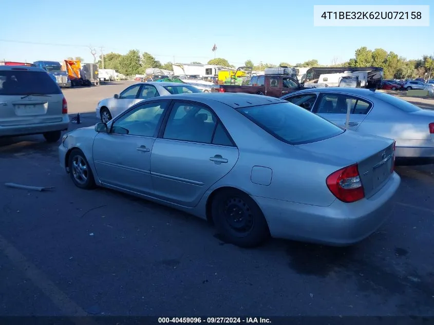 2002 Toyota Camry Xle VIN: 4T1BE32K62U072158 Lot: 40459096