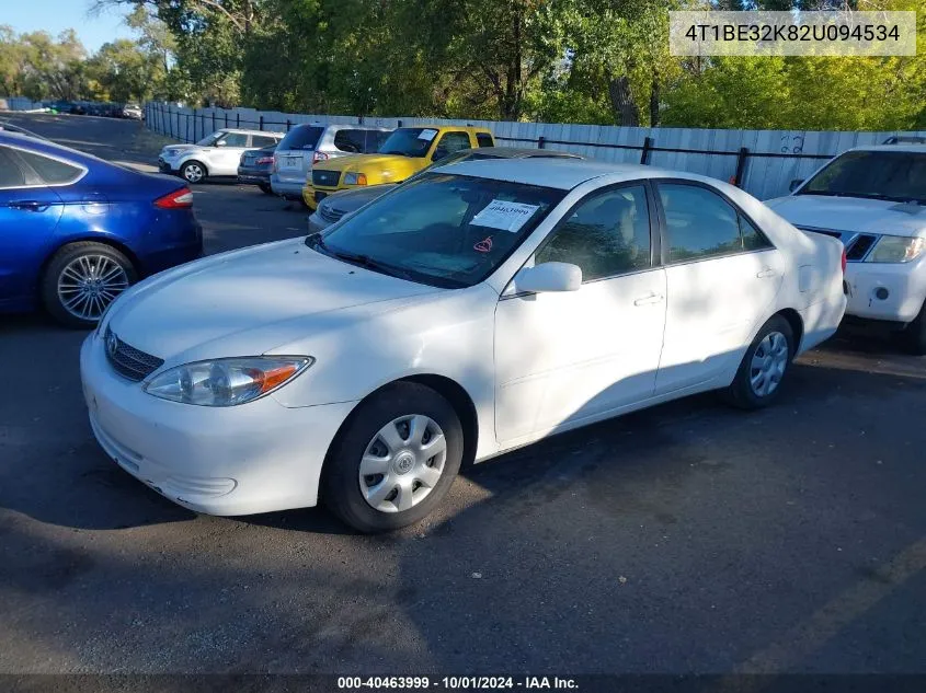 2002 Toyota Camry Le/Xle/Se VIN: 4T1BE32K82U094534 Lot: 40463999