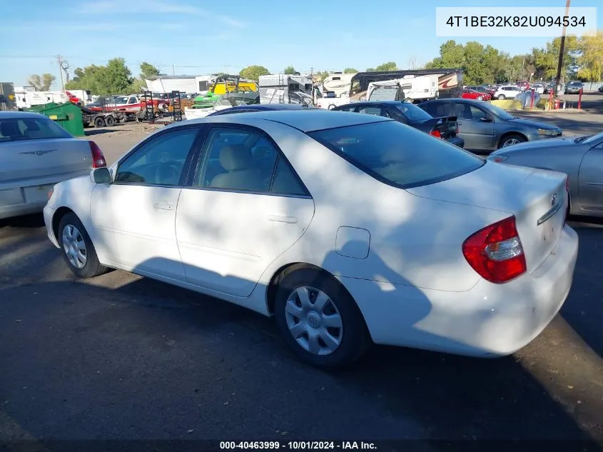 2002 Toyota Camry Le/Xle/Se VIN: 4T1BE32K82U094534 Lot: 40463999