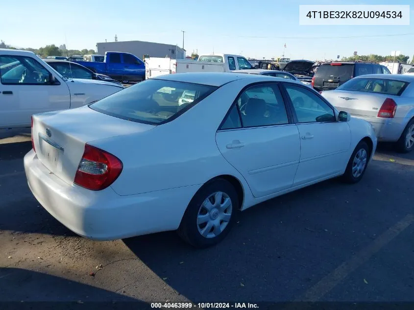 2002 Toyota Camry Le/Xle/Se VIN: 4T1BE32K82U094534 Lot: 40463999