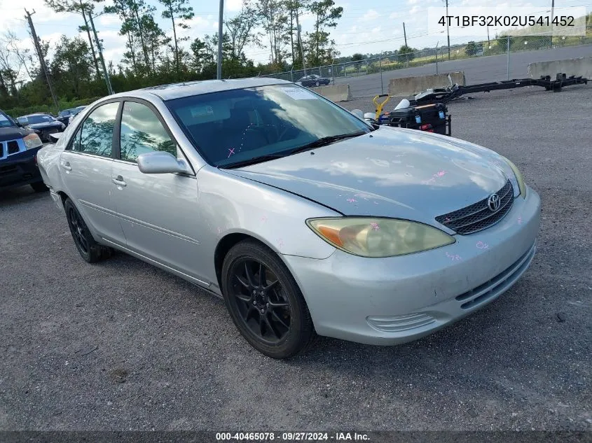 2002 Toyota Camry Xle V6 VIN: 4T1BF32K02U541452 Lot: 40465078