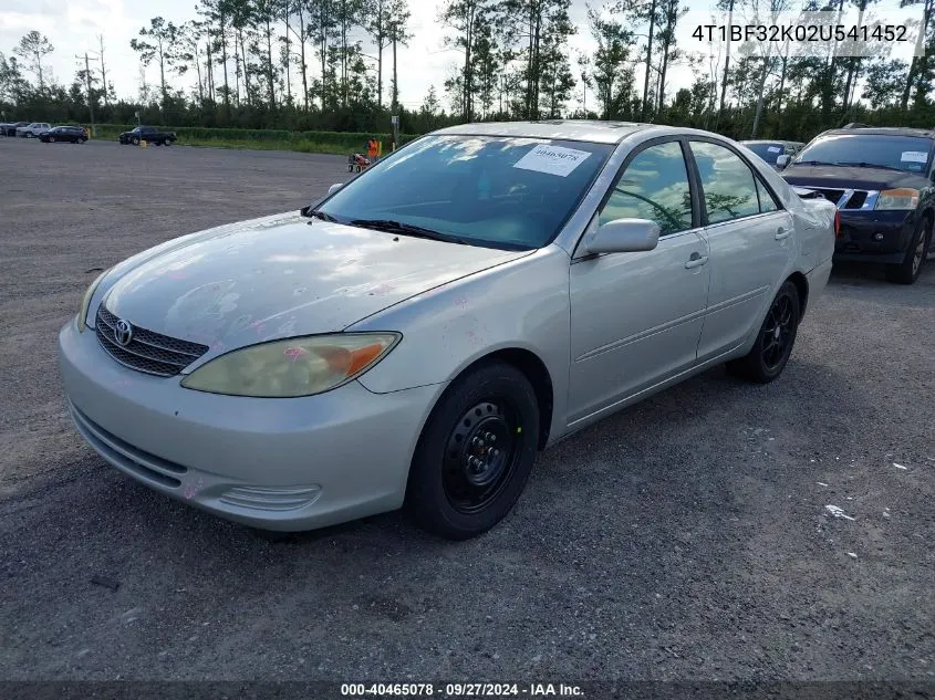 2002 Toyota Camry Xle V6 VIN: 4T1BF32K02U541452 Lot: 40465078