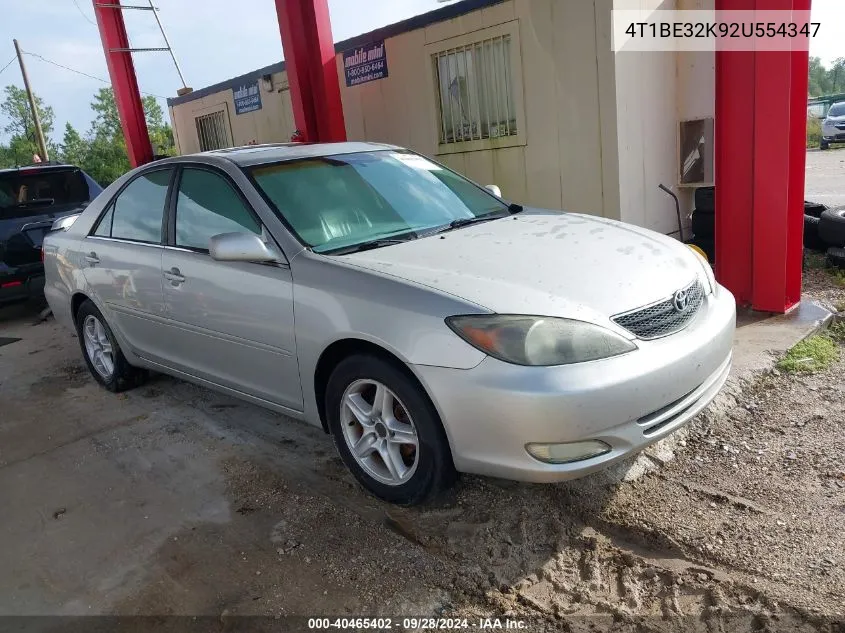 2002 Toyota Camry Le/Xle/Se VIN: 4T1BE32K92U554347 Lot: 40465402