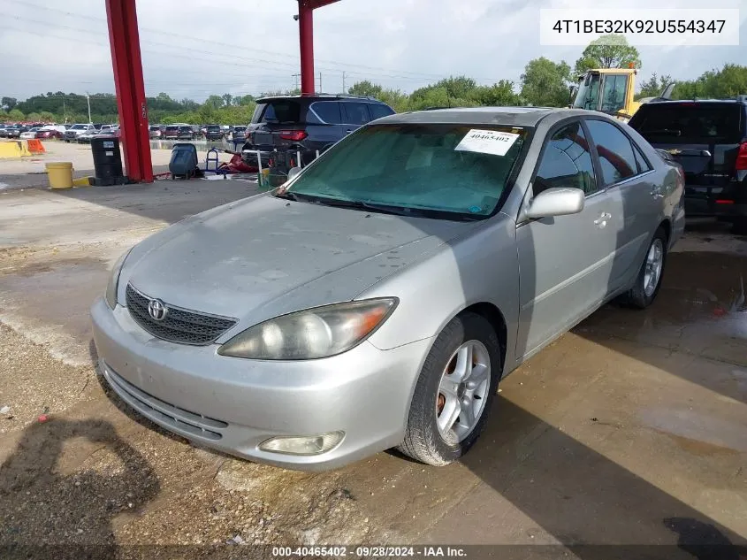 2002 Toyota Camry Le/Xle/Se VIN: 4T1BE32K92U554347 Lot: 40465402