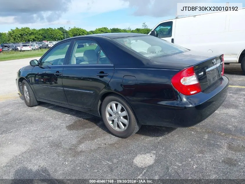 JTDBF30KX20010192 2002 Toyota Camry Le/Xle/Se