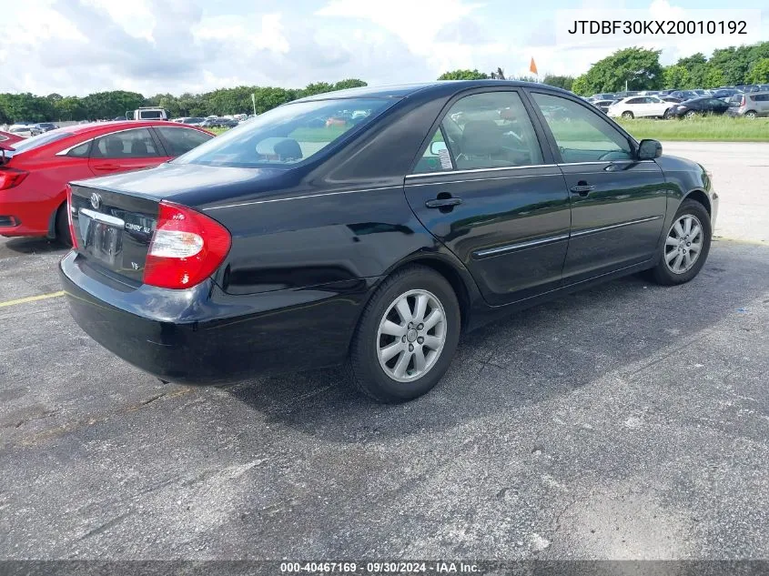 JTDBF30KX20010192 2002 Toyota Camry Le/Xle/Se