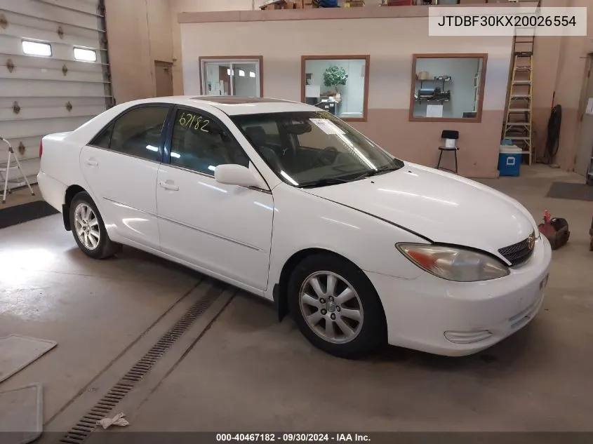 2002 Toyota Camry Xle V6 VIN: JTDBF30KX20026554 Lot: 40467182