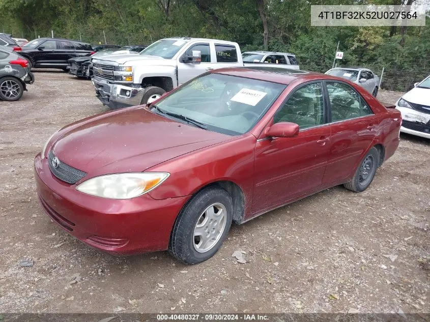 2002 Toyota Camry Le V6 VIN: 4T1BF32K52U027564 Lot: 40480327