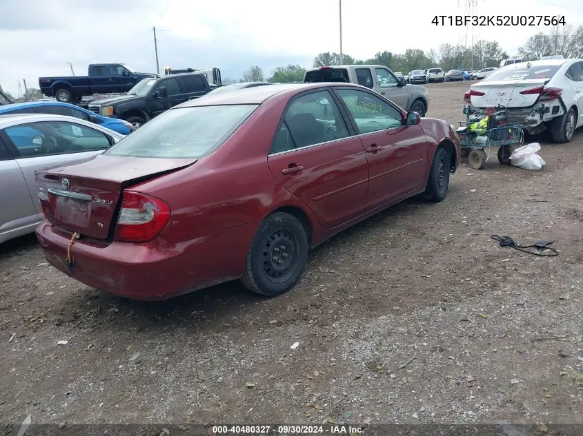 2002 Toyota Camry Le V6 VIN: 4T1BF32K52U027564 Lot: 40480327