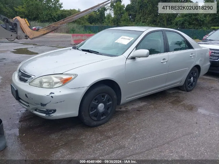 2002 Toyota Camry Le VIN: 4T1BE32K02U018290 Lot: 40481490