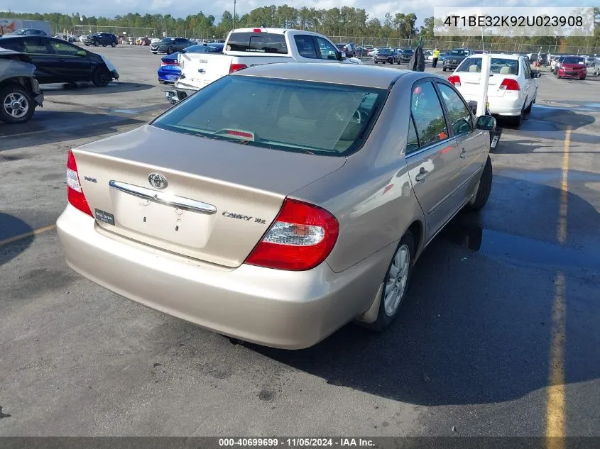 2002 Toyota Camry Xle VIN: 4T1BE32K92U023908 Lot: 40699699