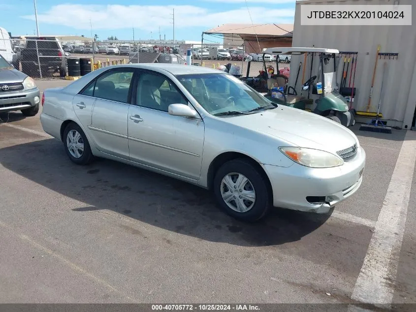 2002 Toyota Camry Le/Se/Xle VIN: JTDBE32KX20104024 Lot: 40705772