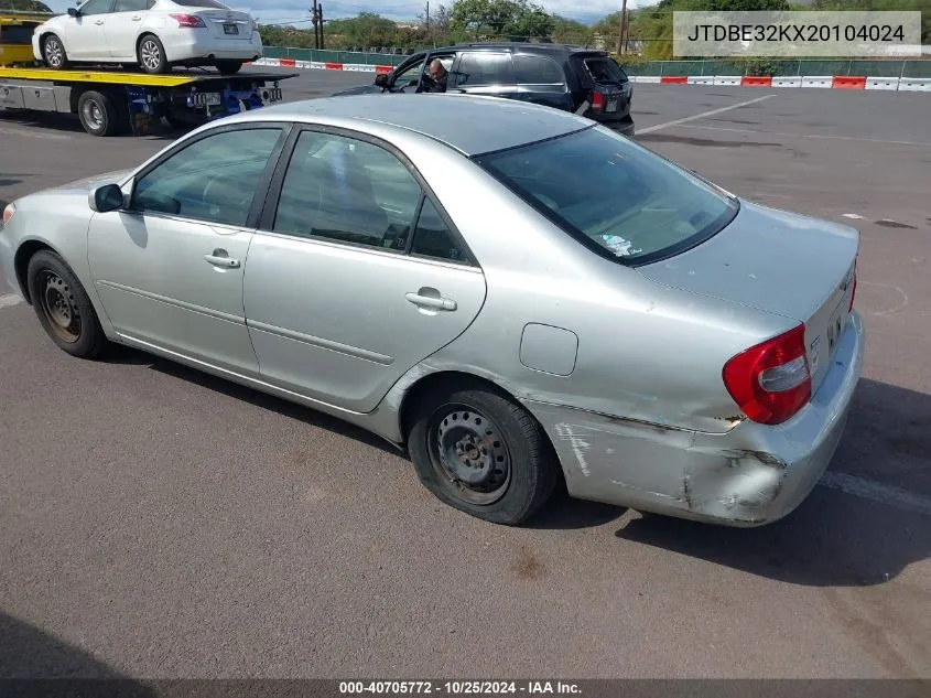 2002 Toyota Camry Le/Se/Xle VIN: JTDBE32KX20104024 Lot: 40705772