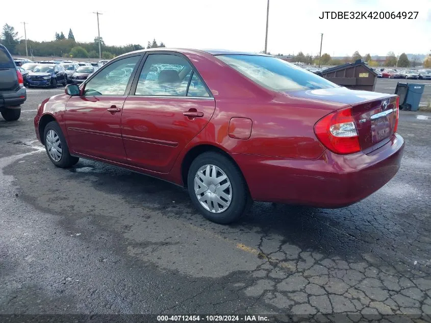 JTDBE32K420064927 2002 Toyota Camry Le