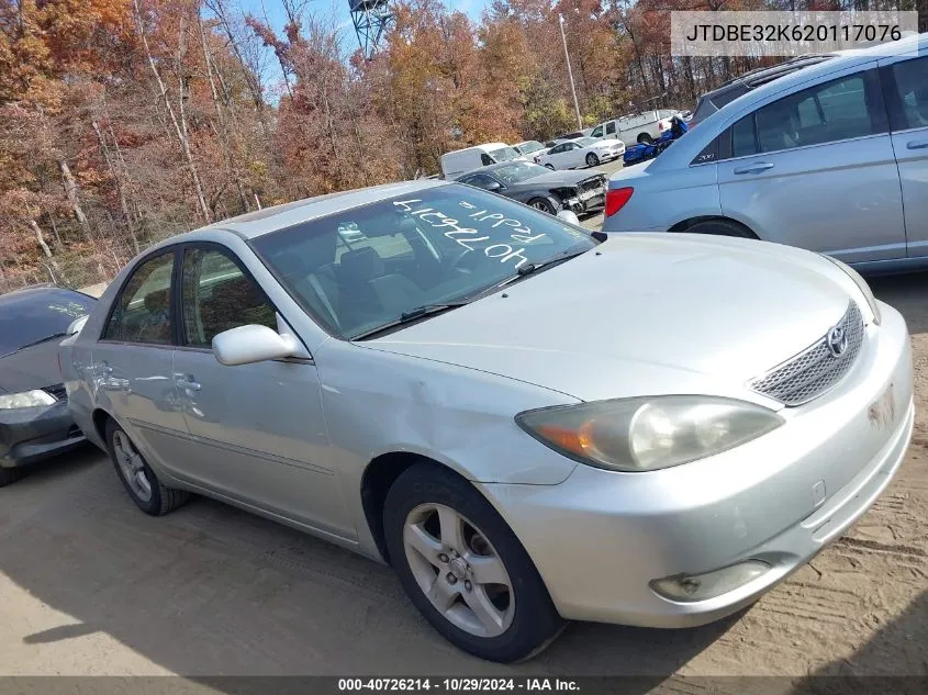 2002 Toyota Camry Se VIN: JTDBE32K620117076 Lot: 40726214