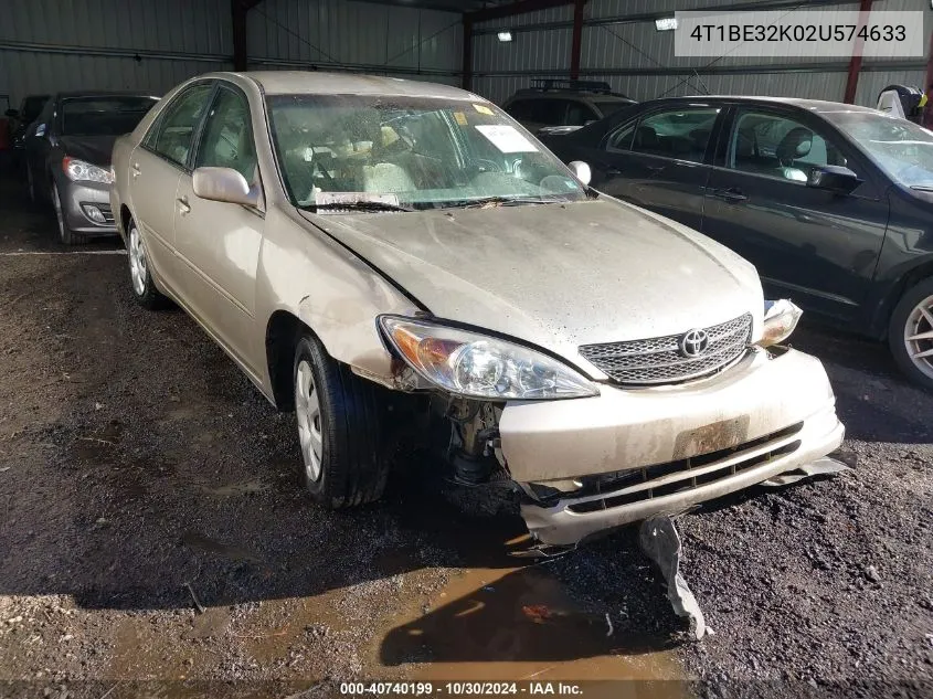 2002 Toyota Camry Le VIN: 4T1BE32K02U574633 Lot: 40740199