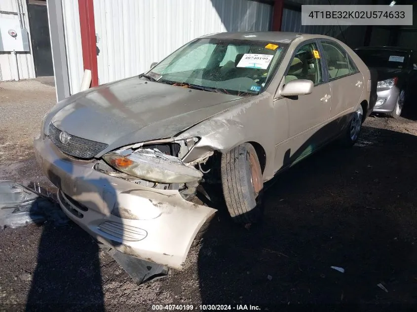 2002 Toyota Camry Le VIN: 4T1BE32K02U574633 Lot: 40740199