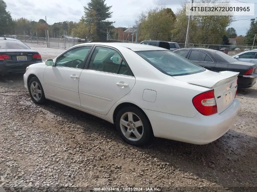 4T1BE32K72U018965 2002 Toyota Camry Se