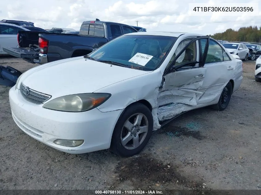 2002 Toyota Camry Se V6 VIN: 4T1BF30K62U503596 Lot: 40758130