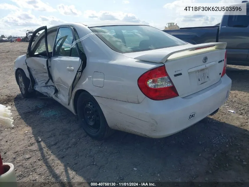 2002 Toyota Camry Se V6 VIN: 4T1BF30K62U503596 Lot: 40758130