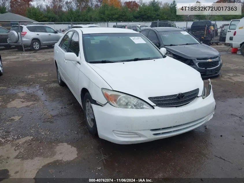 2002 Toyota Camry Le VIN: 4T1BE32K72U017363 Lot: 40762074