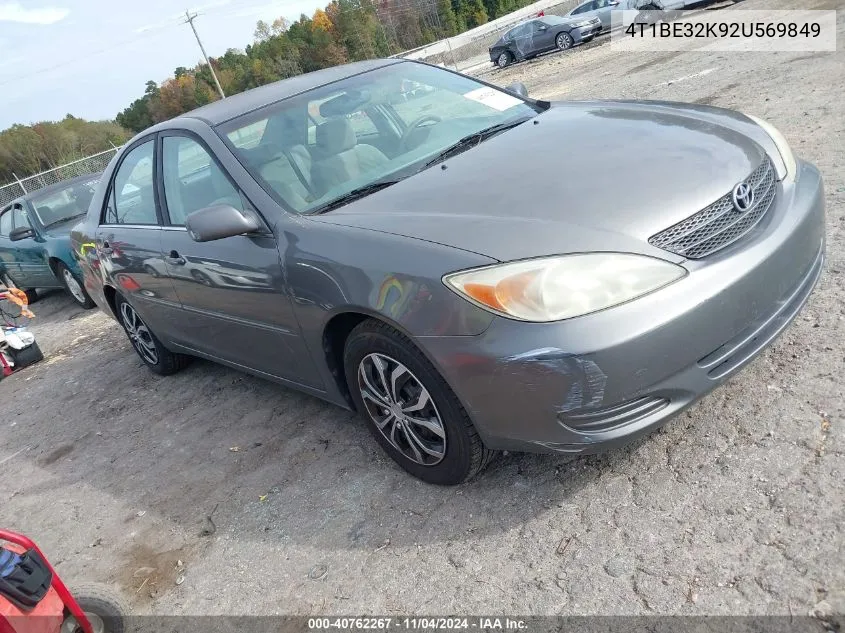 2002 Toyota Camry Xle VIN: 4T1BE32K92U569849 Lot: 40762267