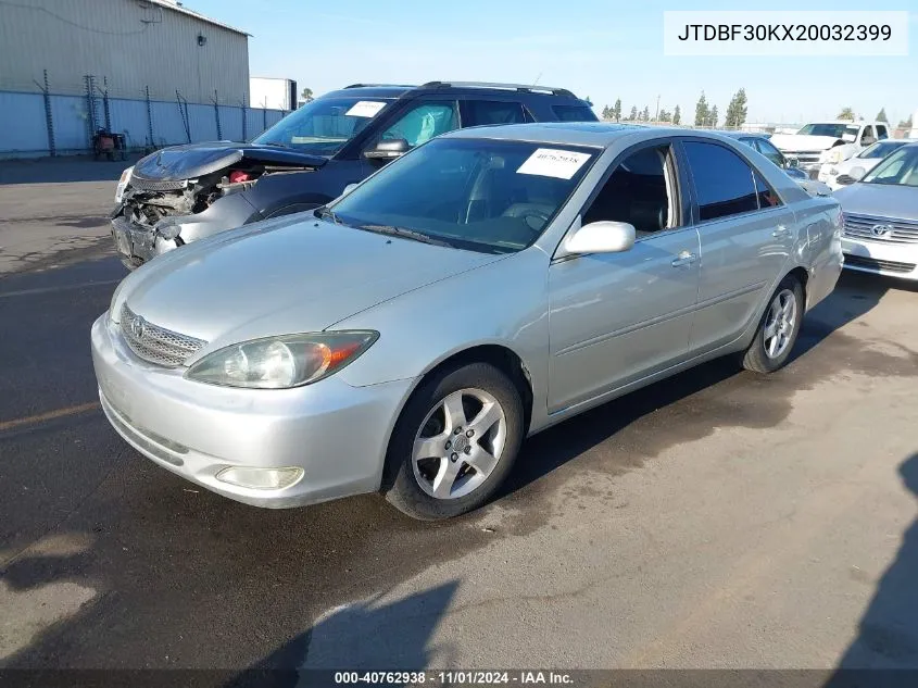 2002 Toyota Camry Se V6 VIN: JTDBF30KX20032399 Lot: 40762938