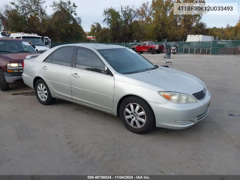 2002 Toyota Camry Xle V6 VIN: 4T1BF30K12U033493 Lot: 40786034