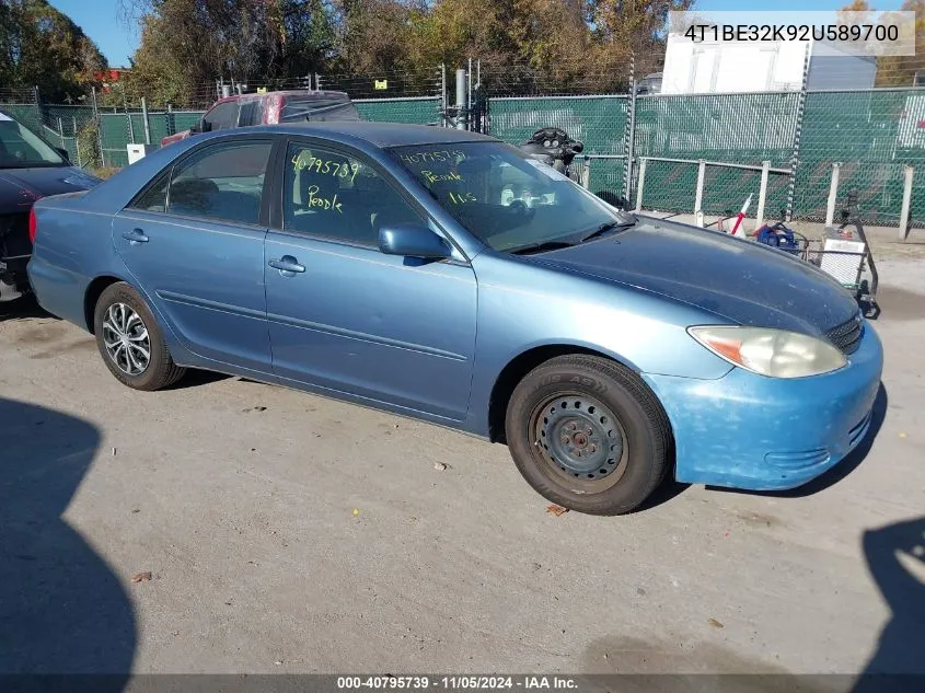 2002 Toyota Camry Le VIN: 4T1BE32K92U589700 Lot: 40795739