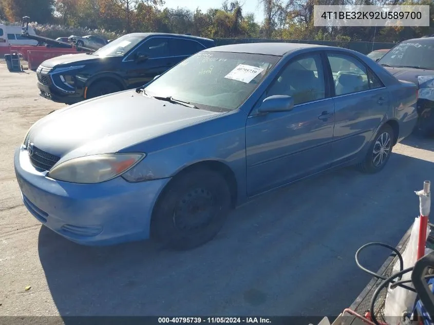 2002 Toyota Camry Le VIN: 4T1BE32K92U589700 Lot: 40795739