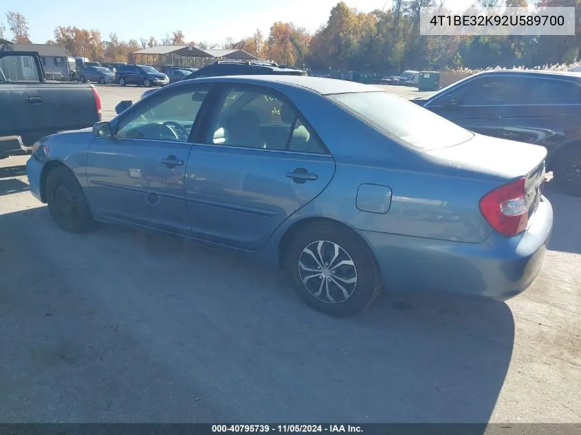 2002 Toyota Camry Le VIN: 4T1BE32K92U589700 Lot: 40795739