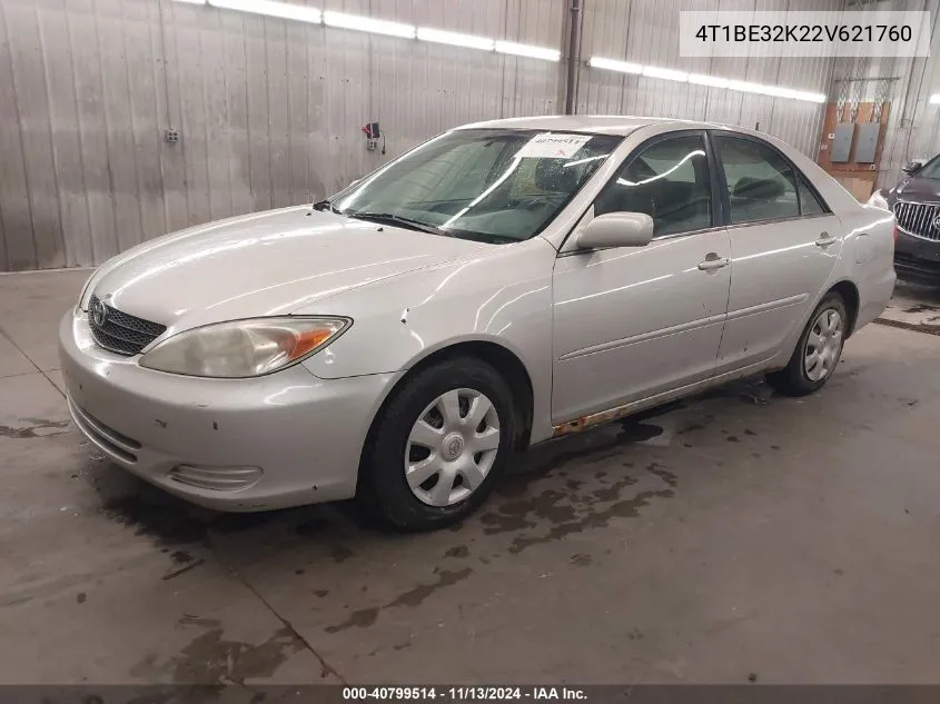 2002 Toyota Camry Le VIN: 4T1BE32K22V621760 Lot: 40799514