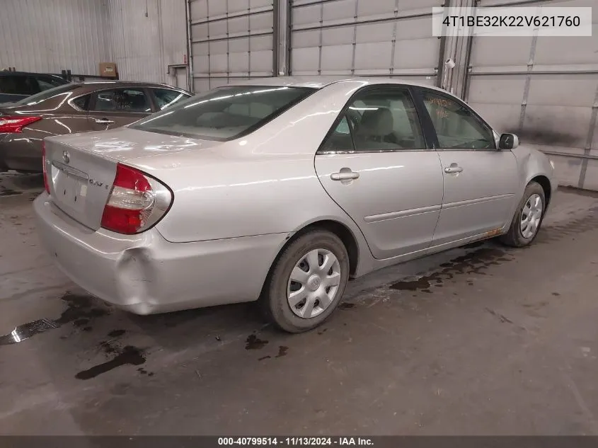 2002 Toyota Camry Le VIN: 4T1BE32K22V621760 Lot: 40799514