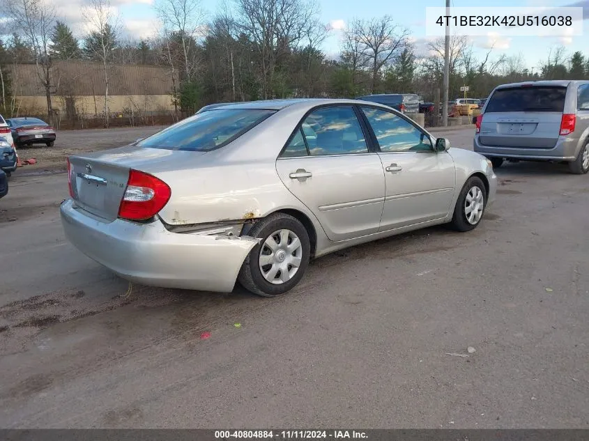 2002 Toyota Camry Le VIN: 4T1BE32K42U516038 Lot: 40804884