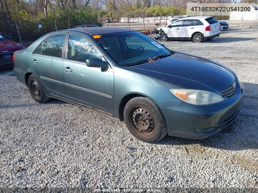 2002 Toyota Camry Le VIN: 4T1BE32K22U541200 Lot: 40829348