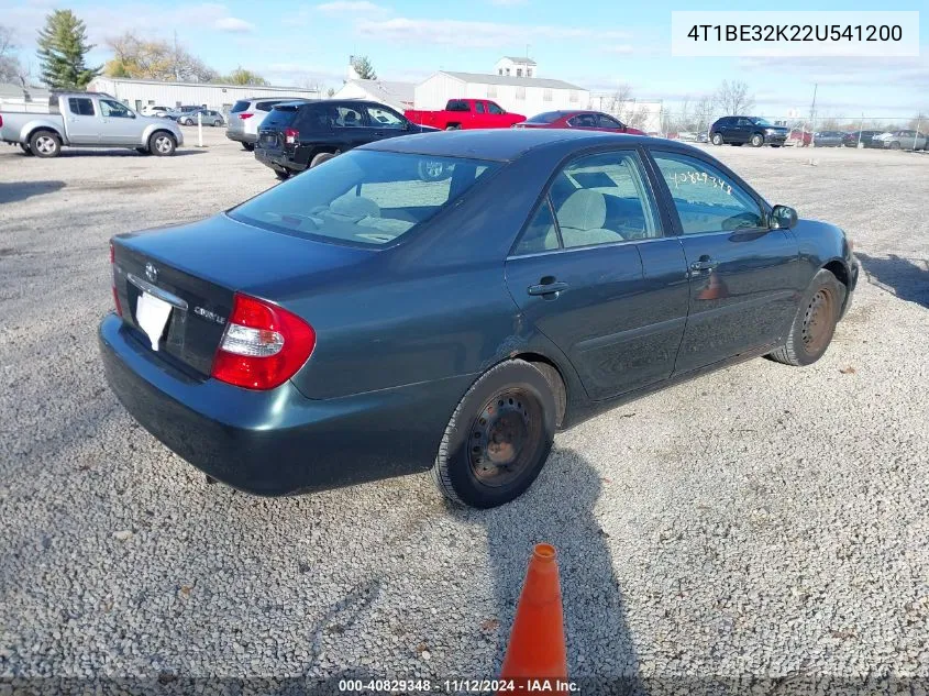 2002 Toyota Camry Le VIN: 4T1BE32K22U541200 Lot: 40829348