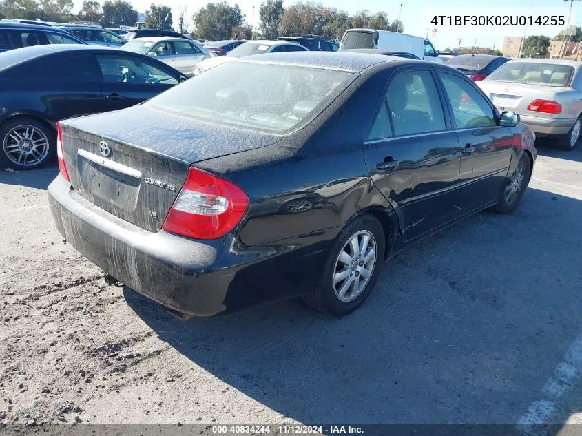 2002 Toyota Camry Xle V6 VIN: 4T1BF30K02U014255 Lot: 40834244