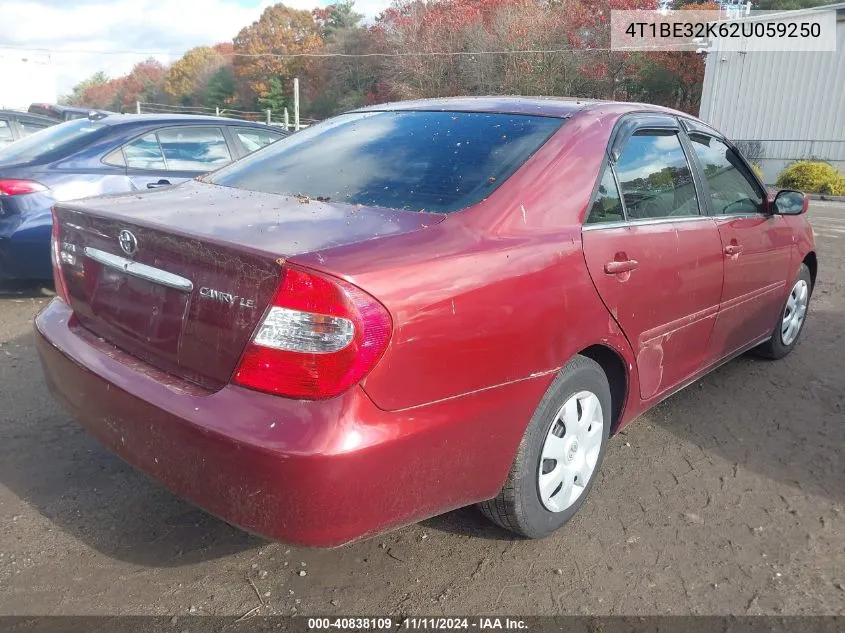 2002 Toyota Camry Le VIN: 4T1BE32K62U059250 Lot: 40838109