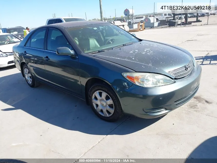 2002 Toyota Camry Le VIN: 4T1BE32K62U549218 Lot: 40880994