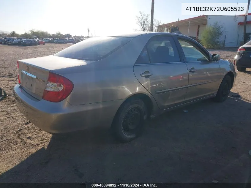 2002 Toyota Camry Le VIN: 4T1BE32K72U605523 Lot: 40894892